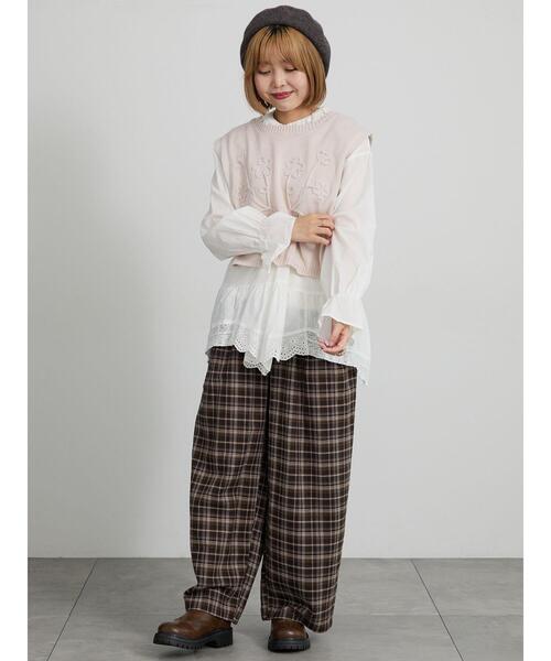 Samansa Mos2(サマンサ モスモス)の「ツイルワイドストレートパンツ(その他パンツ・レディース・チェック・F)」の16枚目の写真