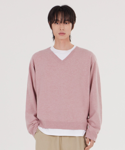 GLW（ジーエルダブリュ）の「[unisex] ソフトVネックニット ピンク（ニット/セーター・レディース・その他・LARGE/MEDIUM/SMALL/X-LARGE）」の5枚目の写真