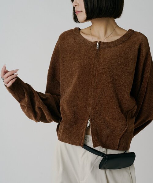 goocy（グーシー）の「モールダブルジップカーディガン（カーディガン/ボレロ・レディース・アイボリー/ブラウン/パープル/チャコールグレー・FREE）」の17枚目の写真