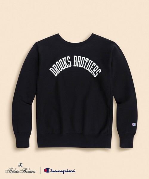 Champion（チャンピオン）の「Brooks Brothers×Champion　USAコットン　ラバープリントロゴ　スウェットシャツ　Made in USA（スウェット・メンズ・ブラウン/ブラック/ネイビー/グレー/ホワイト/グリーン・LARGE/MEDIUM/SMALL）」の2枚目の写真