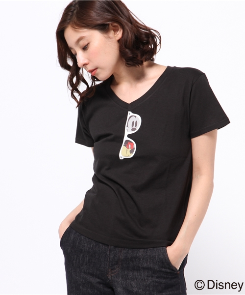 Disney ディズニー の サングラス反射プリントt ミッキー Mickey ディズニー Disney フラッシュリポート ｆｌａｓｈｒｅｐｏｒｔ Tシャツ カットソー Wear