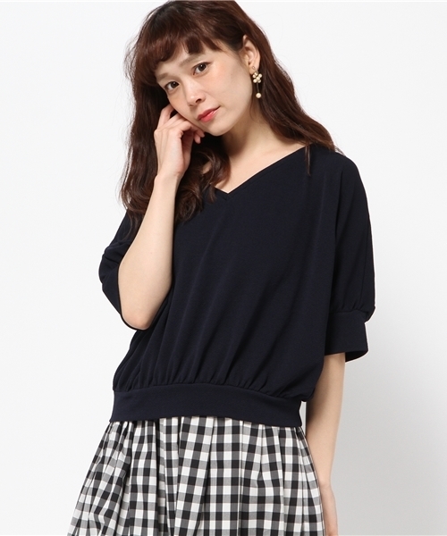 31 Sons de mode（トランテアン　ソン　ドゥ　モード）の「ジャガードＶネックドルマンプルオーバー（Tシャツ/カットソー・レディース・サックスブルー/ベージュ/ネイビー/オフホワイト・36）」の3枚目の写真