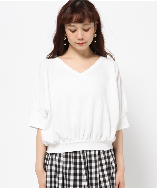 31 Sons de mode（トランテアン　ソン　ドゥ　モード）の「ジャガードＶネックドルマンプルオーバー（Tシャツ/カットソー・レディース・サックスブルー/ベージュ/ネイビー/オフホワイト・36）」の5枚目の写真