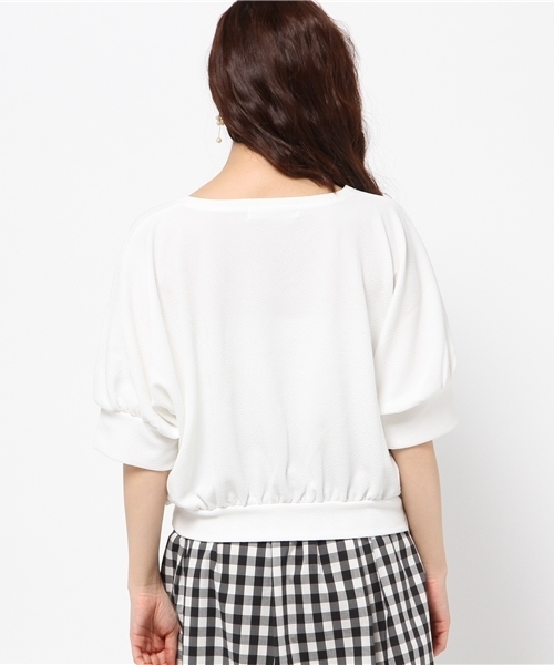 31 Sons de mode（トランテアン　ソン　ドゥ　モード）の「ジャガードＶネックドルマンプルオーバー（Tシャツ/カットソー・レディース・サックスブルー/ベージュ/ネイビー/オフホワイト・36）」の7枚目の写真