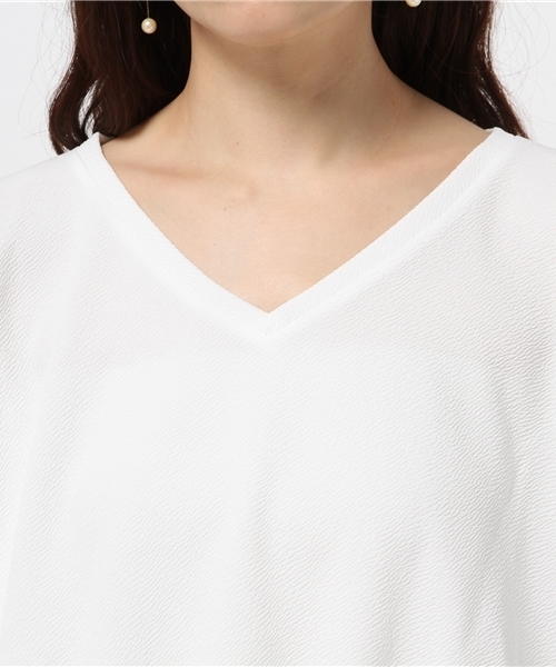 31 Sons de mode（トランテアン　ソン　ドゥ　モード）の「ジャガードＶネックドルマンプルオーバー（Tシャツ/カットソー・レディース・サックスブルー/ベージュ/ネイビー/オフホワイト・36）」の8枚目の写真