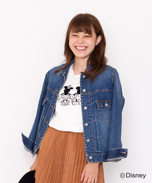 NATURAL BEAUTY BASIC（ナチュラルビューティーベーシック）の「フロッキーミッキープリントTシャツ（Tシャツ/カットソー・レディース・ホワイト系その他/グレー/ネイビー・MEDIUM）」の7枚目の写真