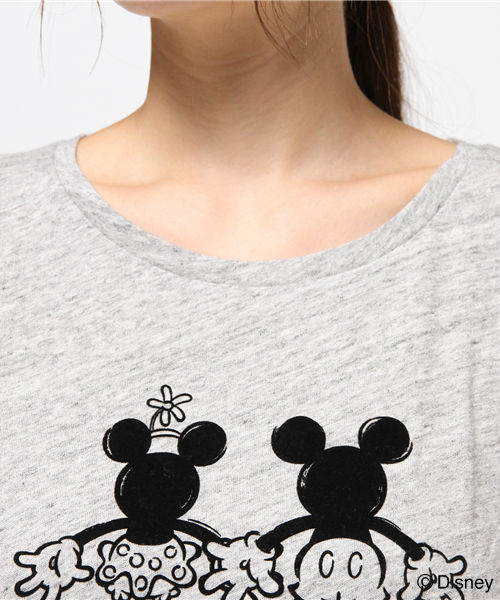 NATURAL BEAUTY BASIC（ナチュラルビューティーベーシック）の「フロッキーミッキープリントTシャツ（Tシャツ/カットソー・レディース・ホワイト系その他/グレー/ネイビー・MEDIUM）」の14枚目の写真