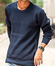 『vicci/ヴィッチ』畦編みクルーネック長袖ニットセーター