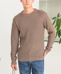 『vicci/ヴィッチ』畦編みクルーネック長袖ニットセーター