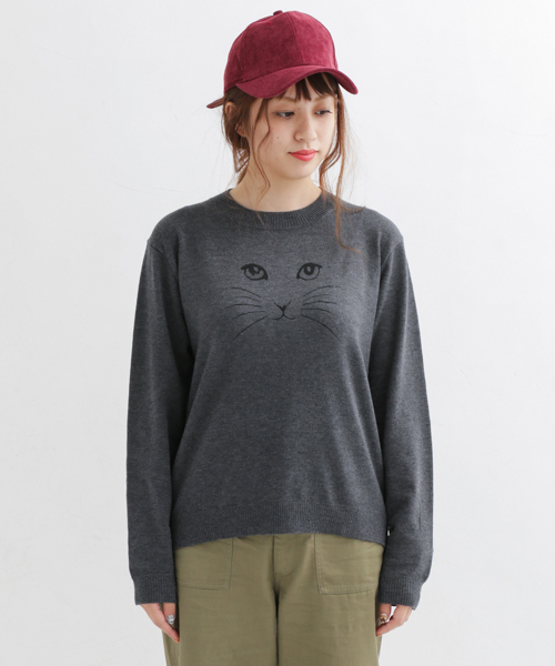 URBAN RESEARCH Sonny Label（アーバンリサーチサニーレーベル）の「Sonny Label ネコプリントニットプルオーバー（ニット/セーター・レディース・ネイビー/ピンク/グレー・FREE）」の15枚目の写真