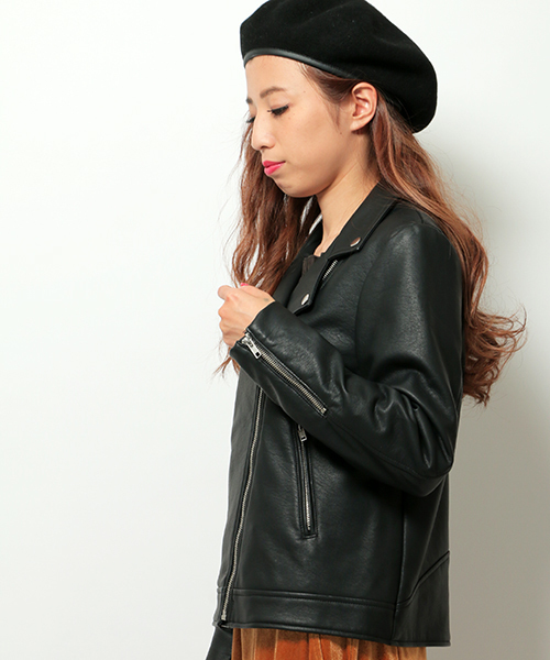 VENCEEXCHANGE（ヴァンスエクスチェンジ）の「合皮ライダースブルゾン（ライダースジャケット・レディース・ブラック・MEDIUM）」の8枚目の写真