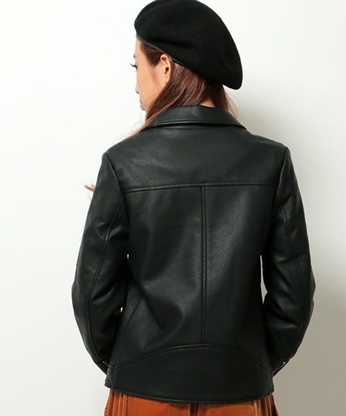 VENCEEXCHANGE（ヴァンスエクスチェンジ）の「合皮ライダースブルゾン（ライダースジャケット・レディース・ブラック・MEDIUM）」の7枚目の写真