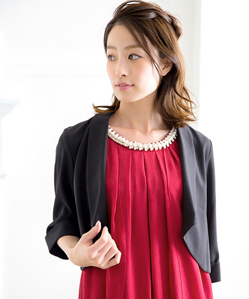 Fashion Letter ファッションレター の 結婚式 お呼ばれ対応 襟付きジャケット風 フォーマルボレロ テーラードジャケット Wear