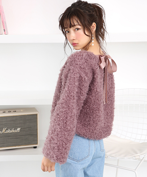 one after another NICE CLAUP(ワンアフターアナザーナイスクラップ)の「もこもこトップス(Tシャツ/カットソー・レディース・ベージュ/パープル/アイボリー・FREE)」の10枚目の写真