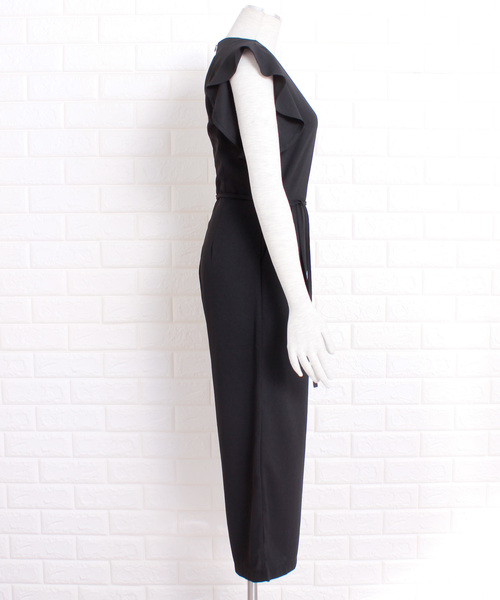 Primazel（プリマゼル）の「ウエストリボン付きフリルショルダーフロントタックワイドパンツオールインワン（つなぎ/オールインワン・レディース・ブラック/ピンク系その他/ネイビー・ONE SIZE）」の13枚目の写真