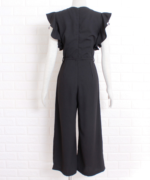 Primazel（プリマゼル）の「ウエストリボン付きフリルショルダーフロントタックワイドパンツオールインワン（つなぎ/オールインワン・レディース・ブラック/ピンク系その他/ネイビー・ONE SIZE）」の14枚目の写真