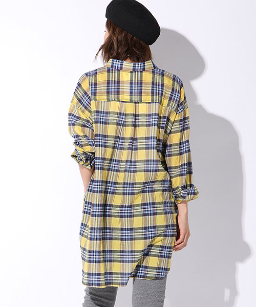 LIPSTAR（リップスター）の「チュニックチェックシャツ（シャツ/ブラウス・レディース・ブラウン系その他/イエロー系その他/レッド系その他・M）」の8枚目の写真