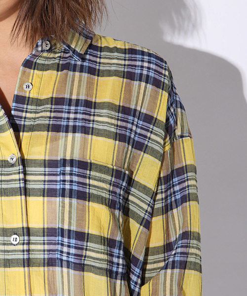 LIPSTAR（リップスター）の「チュニックチェックシャツ（シャツ/ブラウス・レディース・ブラウン系その他/イエロー系その他/レッド系その他・M）」の12枚目の写真