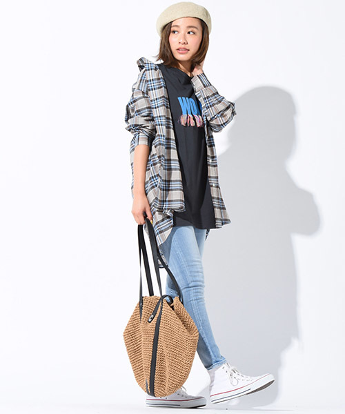 LIPSTAR（リップスター）の「チュニックチェックシャツ（シャツ/ブラウス・レディース・ブラウン系その他/イエロー系その他/レッド系その他・M）」の5枚目の写真