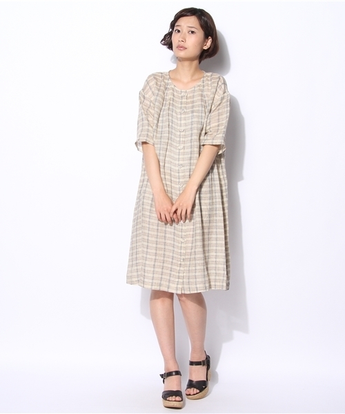 Pual Ce Cin ピュアルセシン の リネンガーゼチェックop ワンピース Wear