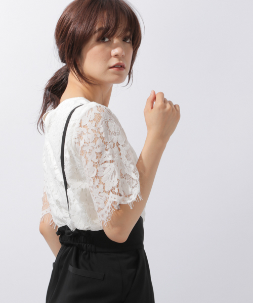 laboratory work(ラボラトリーワーク)の「コードレースプルオーバー(Tシャツ/カットソー・レディース・ブラック/ホワイト・MEDIUM)」の2枚目の写真