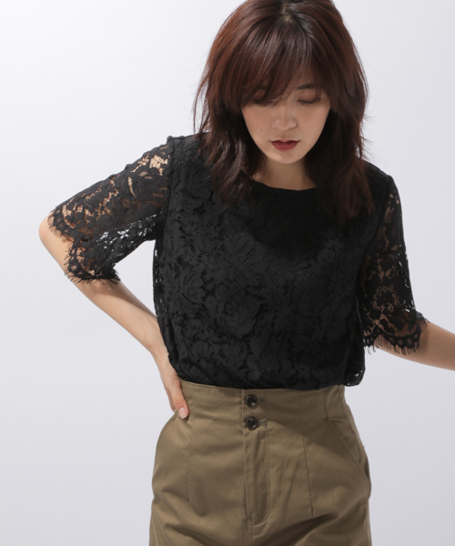 laboratory work(ラボラトリーワーク)の「コードレースプルオーバー(Tシャツ/カットソー・レディース・ブラック/ホワイト・MEDIUM)」の1枚目の写真