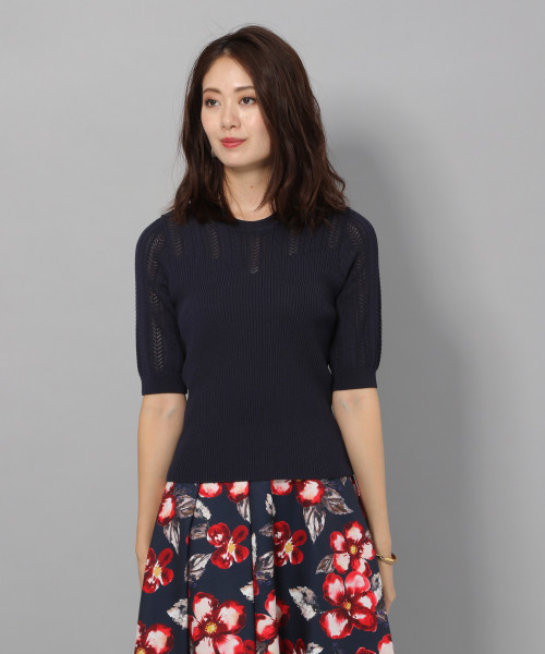 Andemiu（アンデミュウ）の「スカシガラニット813885（ニット/セーター・レディース・ネイビー/ボルドー/マスタード・FREE）」の7枚目の写真