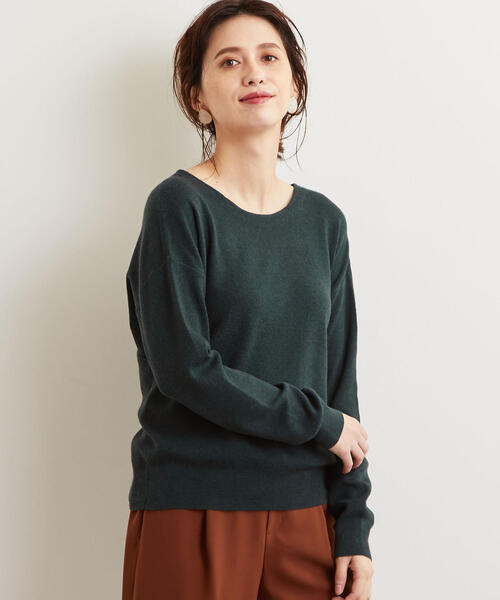 green label relaxing（グリーンレーベルリラクシング）の「KFC バッククロス ニット ◆（ニット/セーター・レディース・ダークグリーン/ベージュ/レッド・FREE）」の2枚目の写真