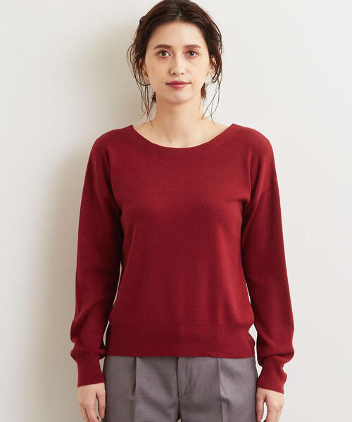 green label relaxing（グリーンレーベルリラクシング）の「KFC バッククロス ニット ◆（ニット/セーター・レディース・ダークグリーン/ベージュ/レッド・FREE）」の11枚目の写真