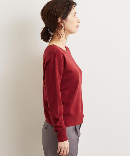 green label relaxing（グリーンレーベルリラクシング）の「KFC バッククロス ニット ◆（ニット/セーター・レディース・ダークグリーン/ベージュ/レッド・FREE）」の13枚目の写真