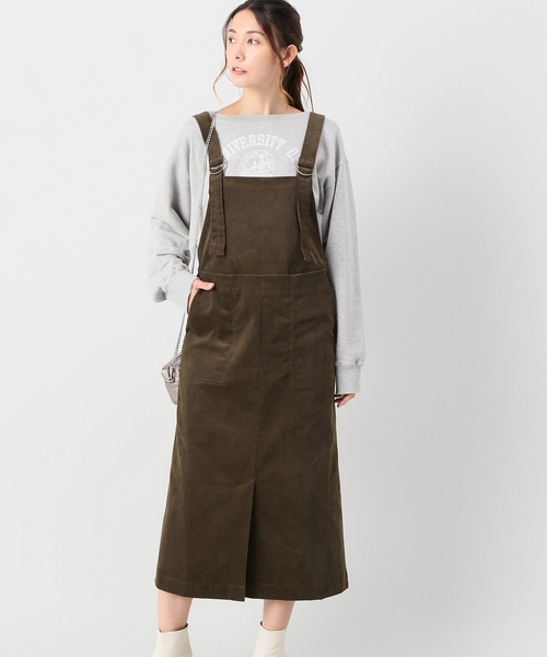 journal standard L'essage(ジャーナルスタンダードレサージュ)の「コーデュロイサロペットワンピース(ワンピース)」|ブラウン