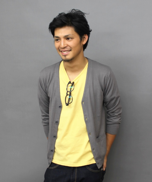 JOURNAL STANDARD（ジャーナルスタンダード）の「★R/N Vネックカーディガン_ #（カーディガン/ボレロ・メンズ・マスタード/ブラック/ネイビー/グレー・LARGE/MEDIUM）」の11枚目の写真