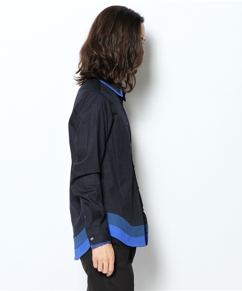 MIDWEST(ミッドウエスト)の「ANREALAGE × MIDWEST別注 ダブルレイヤードシャツ(シャツ/ブラウス・メンズ・ホワイト/ネイビー・MEDIUM/LARGE)」の3枚目の写真