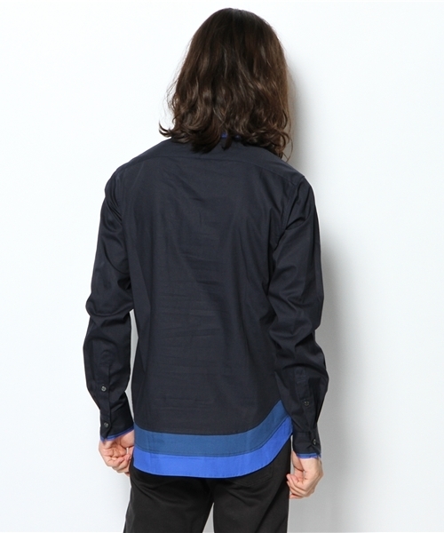 MIDWEST(ミッドウエスト)の「ANREALAGE × MIDWEST別注 ダブルレイヤードシャツ(シャツ/ブラウス・メンズ・ホワイト/ネイビー・MEDIUM/LARGE)」の4枚目の写真