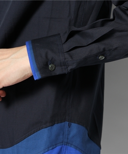 MIDWEST(ミッドウエスト)の「ANREALAGE × MIDWEST別注 ダブルレイヤードシャツ(シャツ/ブラウス・メンズ・ホワイト/ネイビー・MEDIUM/LARGE)」の6枚目の写真