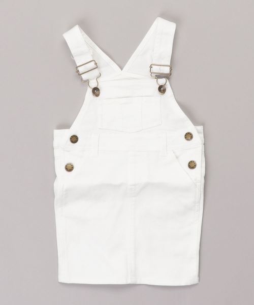 RUGGEDWORKS（ラゲッドワークス）の「キッズストレッチ デニム無地 ヒザ丈ジャンスカ（サロペット/オーバーオール・キッズ・ホワイト/Navy・90cm/110cm/130cm/140cm/100cm/120cm）」の5枚目の写真