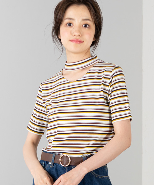WEGO(ウィゴー)の「WEGO/チョーカーリブTシャツ(Tシャツ/カットソー・レディース・パープル系その他2/ブラウン系その他3/ブラック/ホワイト/ベージュ/パープル/ブラック系その他5・FREE)」の4枚目の写真