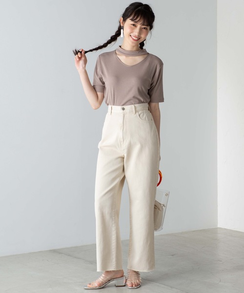 WEGO(ウィゴー)の「WEGO/チョーカーリブTシャツ(Tシャツ/カットソー・レディース・パープル系その他2/ブラウン系その他3/ブラック/ホワイト/ベージュ/パープル/ブラック系その他5・FREE)」の22枚目の写真