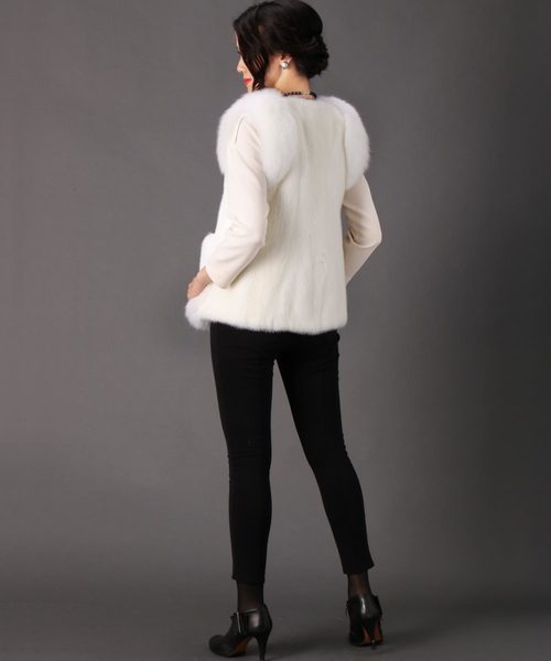 ホワイトミンク　リアルファー　ストライプベスト ホワイトミンクファーベスト（ベスト）｜sankyo shokai（サンキョウ