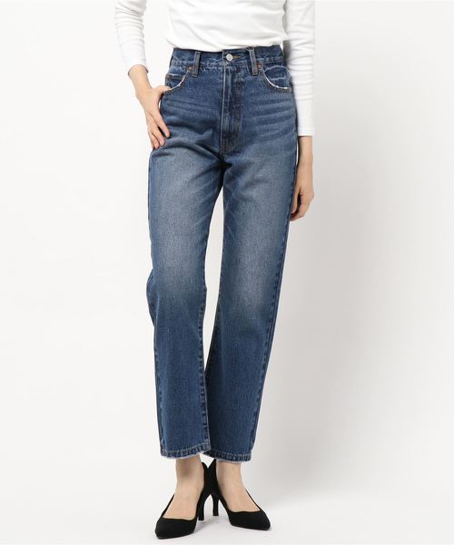 PAGEBOY(ページボーイ)の「クラシックストレート(デニムパンツ・レディース・ネイビー/ホワイト/ブルー・X-SMALL/SMALL/MEDIUM/LARGE)」の4枚目の写真