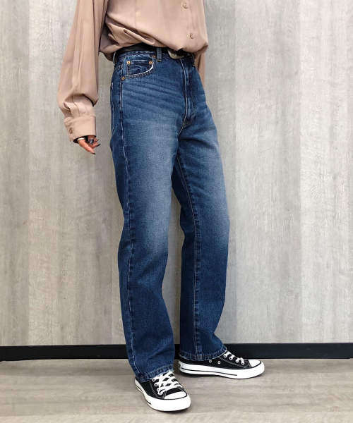 PAGEBOY(ページボーイ)の「クラシックストレート(デニムパンツ・レディース・ネイビー/ホワイト/ブルー・X-SMALL/SMALL/MEDIUM/LARGE)」の5枚目の写真