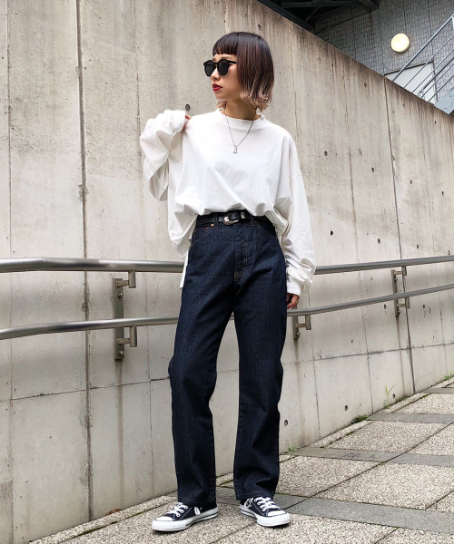 PAGEBOY(ページボーイ)の「クラシックストレート(デニムパンツ・レディース・ネイビー/ホワイト/ブルー・X-SMALL/SMALL/MEDIUM/LARGE)」の8枚目の写真
