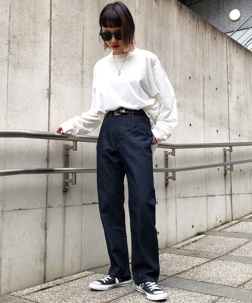 PAGEBOY(ページボーイ)の「クラシックストレート(デニムパンツ・レディース・ネイビー/ホワイト/ブルー・X-SMALL/SMALL/MEDIUM/LARGE)」の10枚目の写真