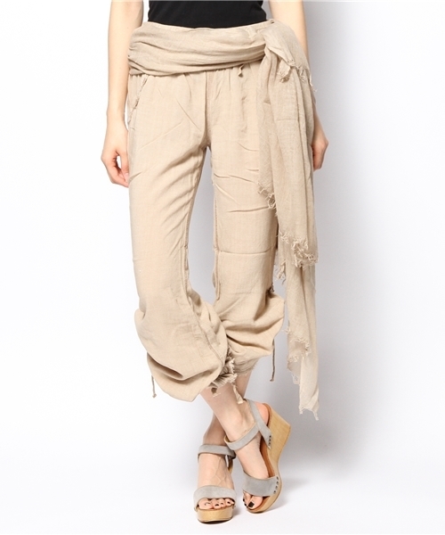 goa（ゴア）の「麻レーヨンバギーパンツストールSET（その他パンツ・レディース・キナリ/ベージュ/オフホワイト/ブルー・FREE）」の3枚目の写真