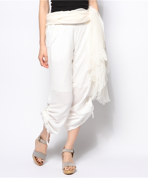 goa（ゴア）の「麻レーヨンバギーパンツストールSET（その他パンツ・レディース・キナリ/ベージュ/オフホワイト/ブルー・FREE）」の2枚目の写真