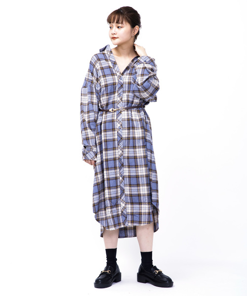As Know As Pinky アズノゥアズピンキー の チェック気分でシャツワンピース シャツワンピース Wear