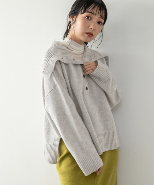 LOWRYS FARM(ローリーズファーム)の「イタリー2WAYプルオーバー 840680(ニット/セーター・レディース・ブラック/グレー/ブラウン/カーキ・FREE)」の9枚目の写真