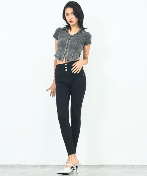 ANAP（アナップ）の「ハイウエストデニムスキニーパンツ（デニムパンツ・レディース・ブラック/ブルー/スミクロ/ライトブルー・S/M/L）」の10枚目の写真