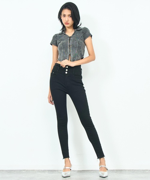 ANAP（アナップ）の「ハイウエストデニムスキニーパンツ（デニムパンツ・レディース・ブラック/ブルー/スミクロ/ライトブルー・S/M/L）」の9枚目の写真