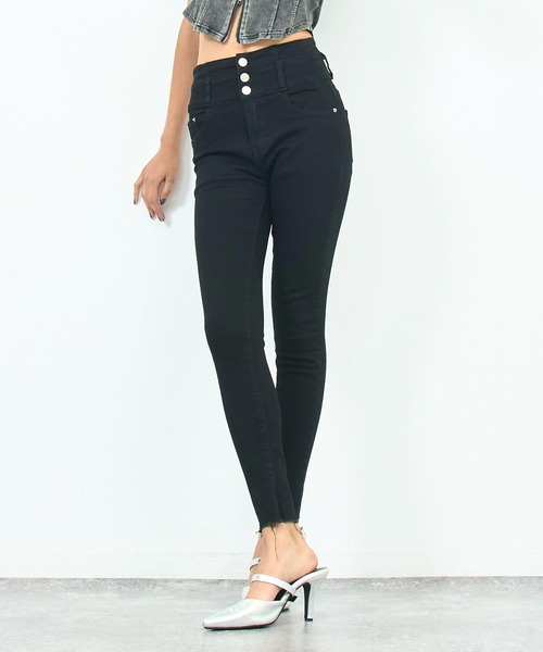 ANAP（アナップ）の「ハイウエストデニムスキニーパンツ（デニムパンツ・レディース・ブラック/ブルー/スミクロ/ライトブルー・S/M/L）」の6枚目の写真